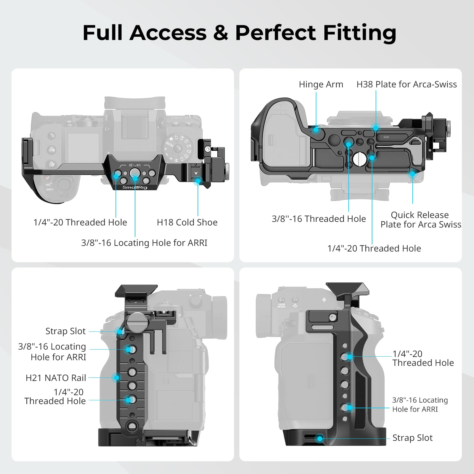 SMALLRIG SmallRig X-H2 X-H2S Camera Full Cage Aluminum Alloy Video Rig with HDMI Cable Clamp and HawkLock Quick Release Interface 3934B - View 7 of 9