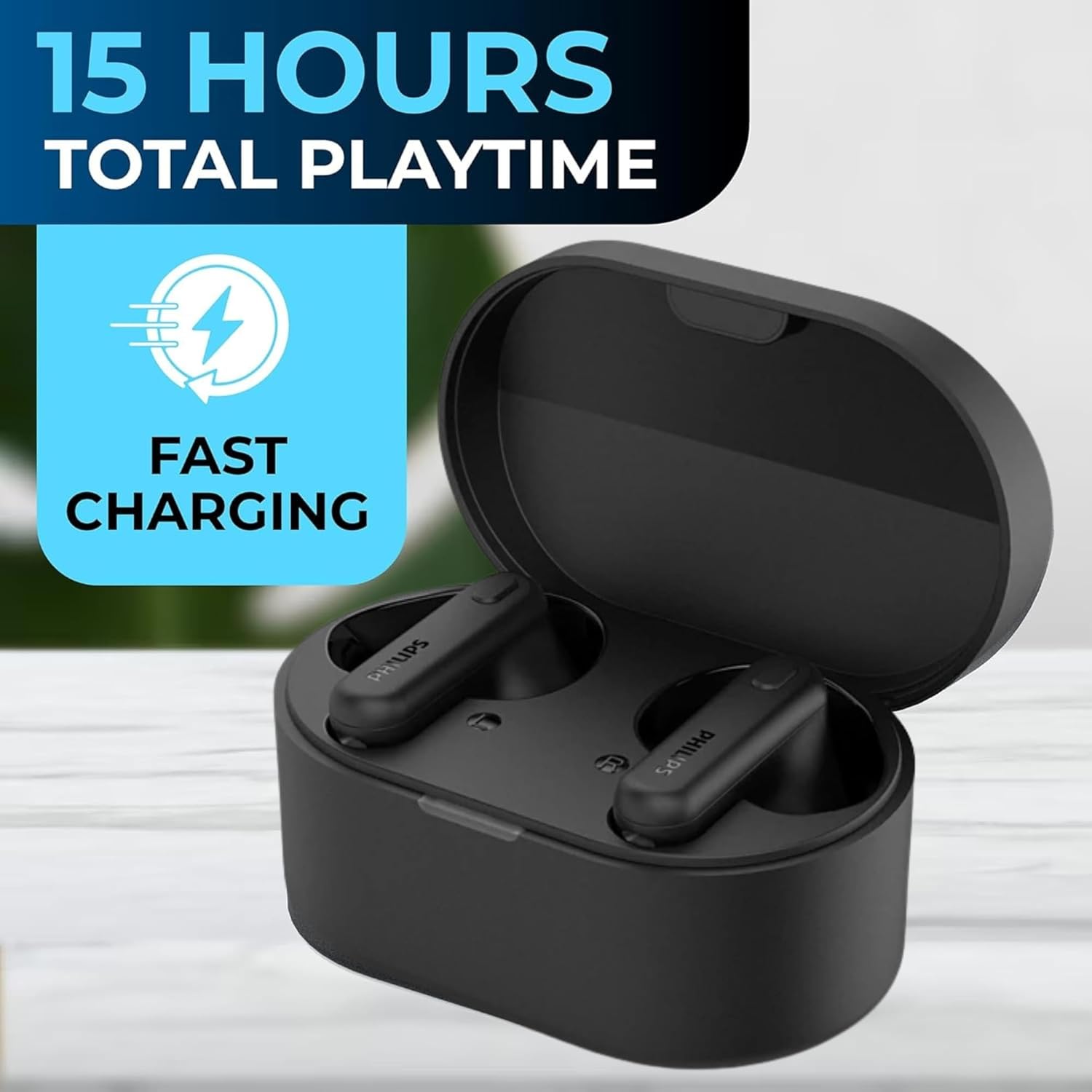 Philips PHILIPS True Wireless Earbuds TWS Bluetooth 5.3 Headphones with AI Mic IPX4 Waterproof 15 Hours Playtime Compatible with iPhone Android - View 2 of 9