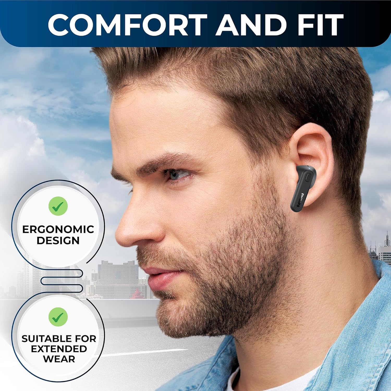 Philips PHILIPS True Wireless Earbuds TWS Bluetooth 5.3 Headphones with AI Mic IPX4 Waterproof 15 Hours Playtime Compatible with iPhone Android - View 3 of 9