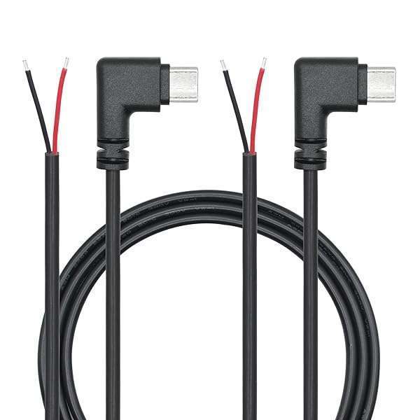 Maixbomr Right Angle USB C to 2 Pin Bare Wire Open End Wire 1M/3FT, 90 Degree USB Type C Male Plug Pigtail Power Cable 22AWG 5V/3A, for USB C Equipment Installed or Replacement Repair DIY Cable(2Pcs)