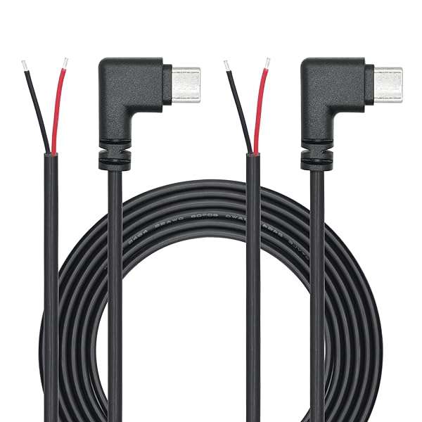 Maixbomr Right Angle USB C to 2 Pin Bare Wire Open End Wire 2M/6FT, 90 Degree USB Type C Male Plug Pigtail Power Cable 22AWG 5V/3A, for USB C Equipment Installed or Replacement Repair DIY Cable(2Pcs)