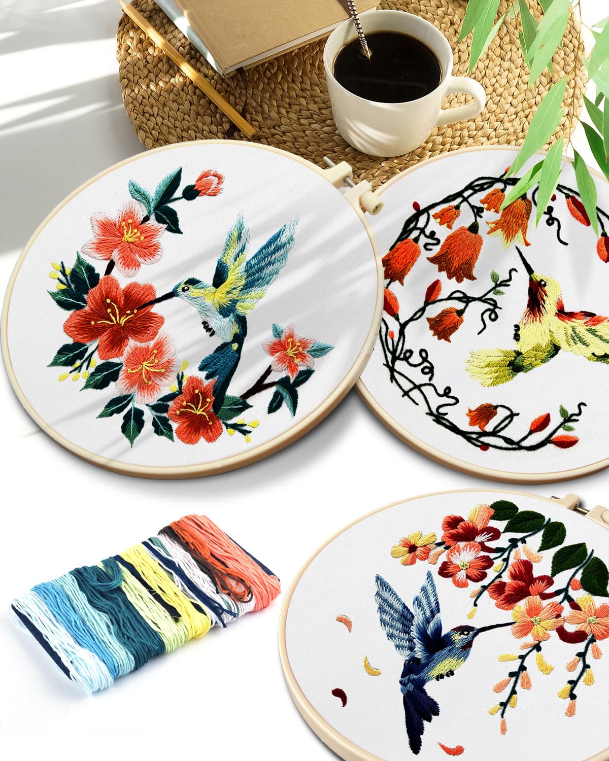 TINDTOP TINDTOP Hummingbird and Flower Embroidery Kit for Adults Perfect for Beginners and Craft Lovers - View 7 of 7