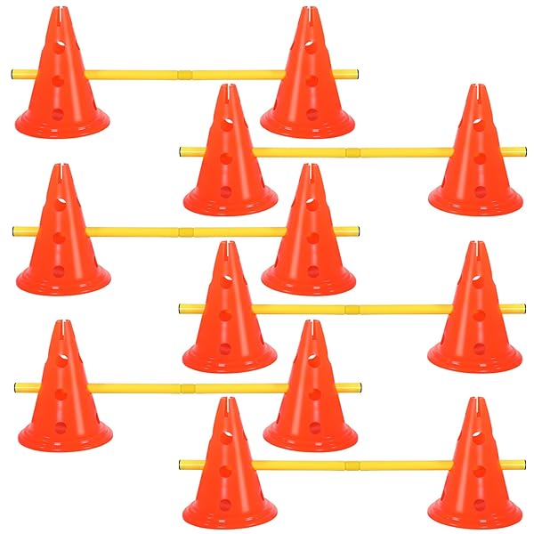 Glimin Glimin Dog Agility Hurdle Cone Set 12 Cones 6 Rods Adjustable Obstacle Training Equipment for Outdoor Pet Games