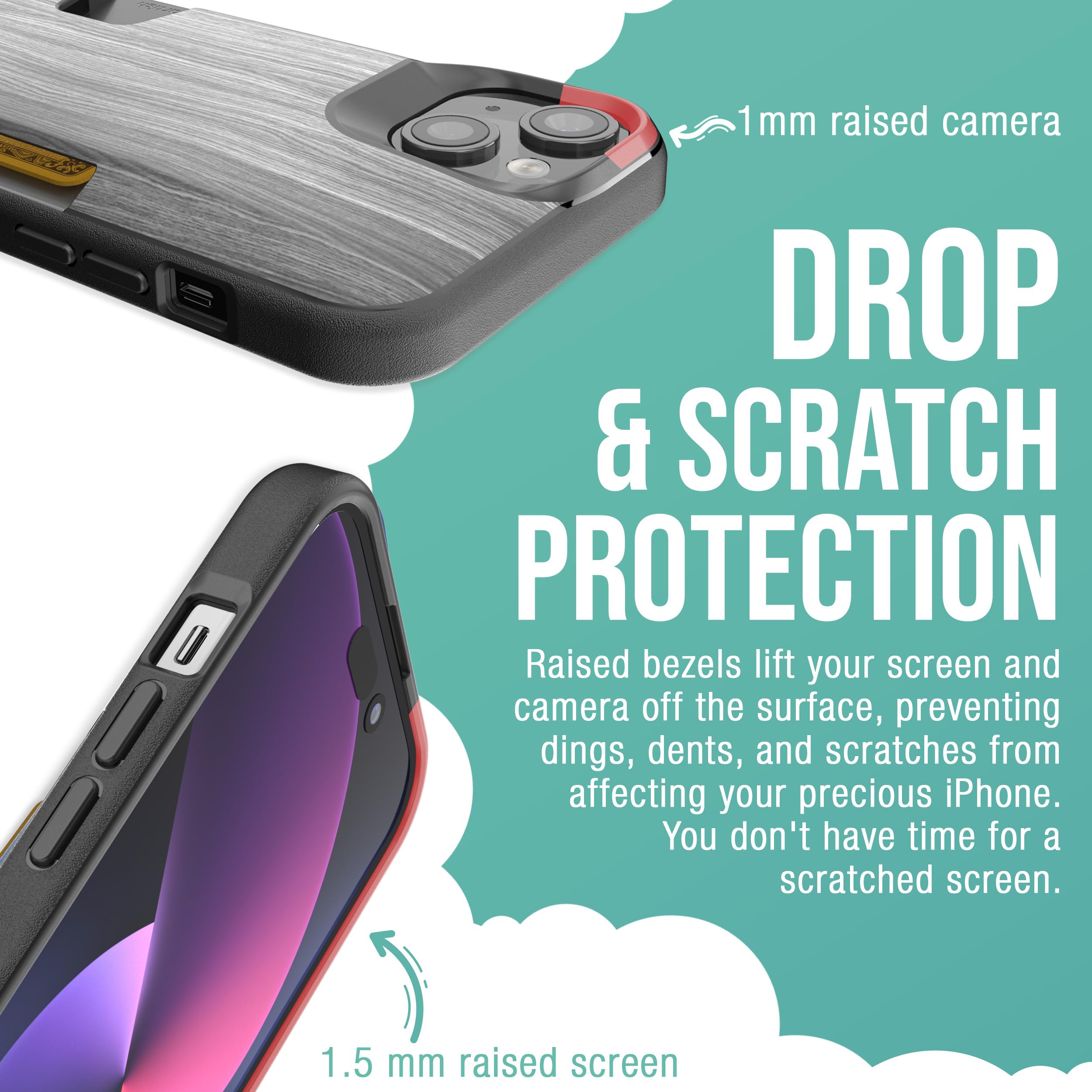 Smartish Smartish iPhone 15 Wallet Case with Crossbody Lanyard Slim Protective Credit Card Holder Universal Detachable Shoulder Strap Black Tie Affair - View 4 of 9