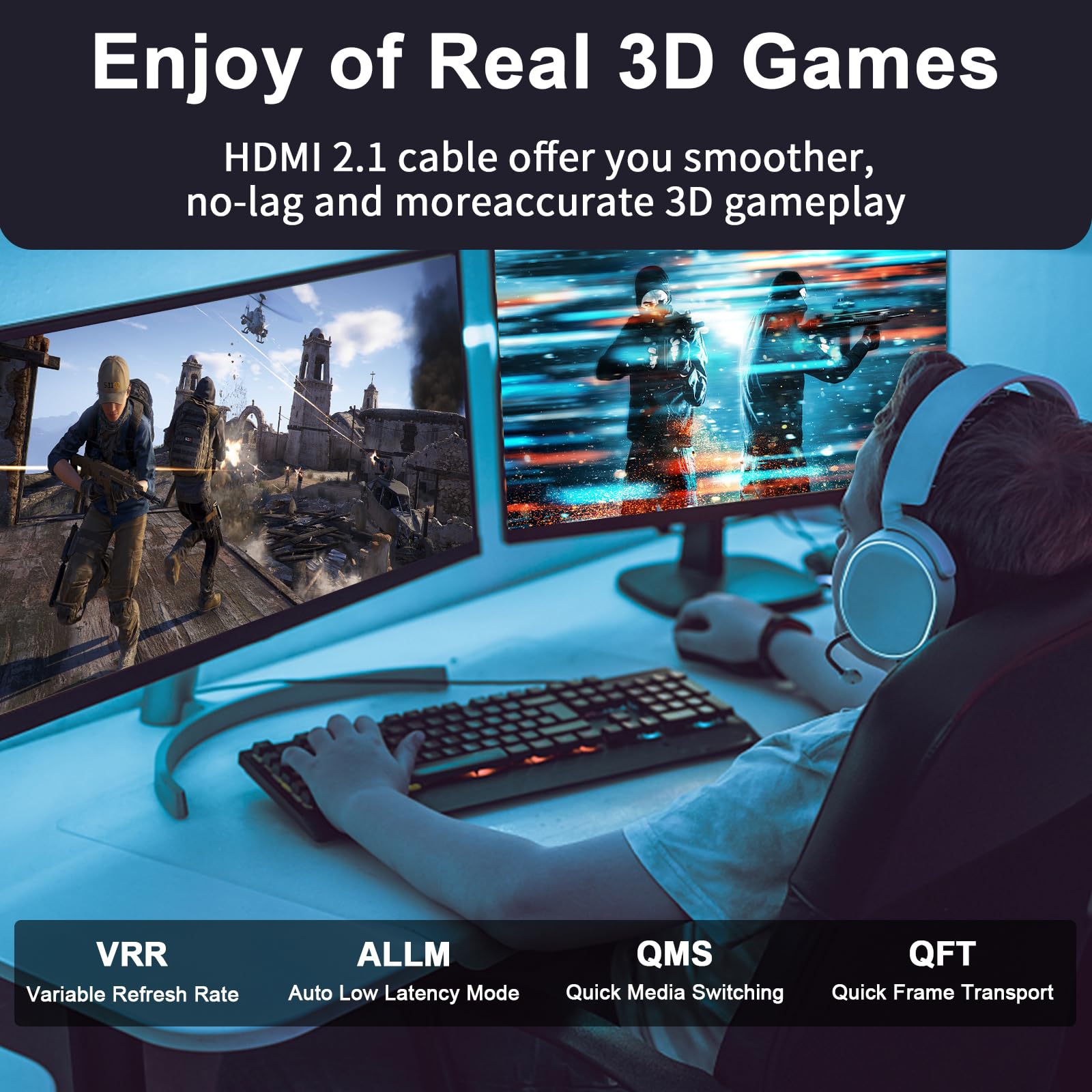 jojobnj Jojobnj HDMI Cable 3ft 48Gbps 8K60Hz 4K120Hz HDCP 22 23 DTSX HDR10 Compatible with Roku TV PS5 Laptop Blu-ray High Speed - View 4 of 7