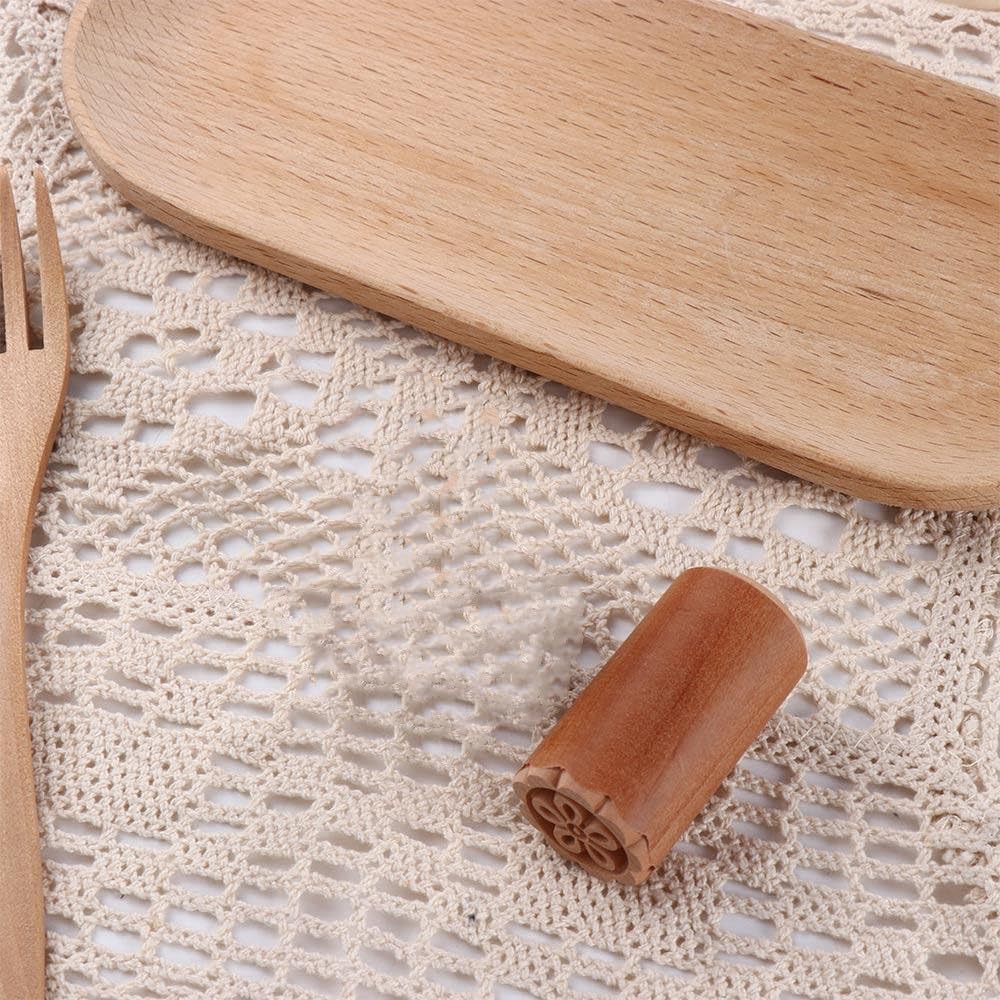 Kopida 2 Pcs Wooden Mooncake Stamps Hand Pressure Cake Maker Mold Traditional Chinese Dessert Seal for Perfect Moon Cakes - View 5 of 6