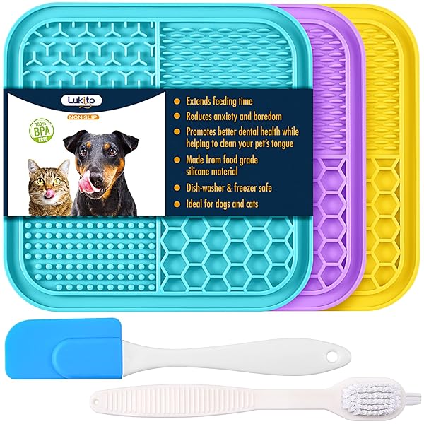 LUKITO LUKITO 3PCS Lick Mat for Dogs and Cats Suction Cup Licking Pad for Anxiety Relief and Boredom Reduction Dog Enrichment Toy