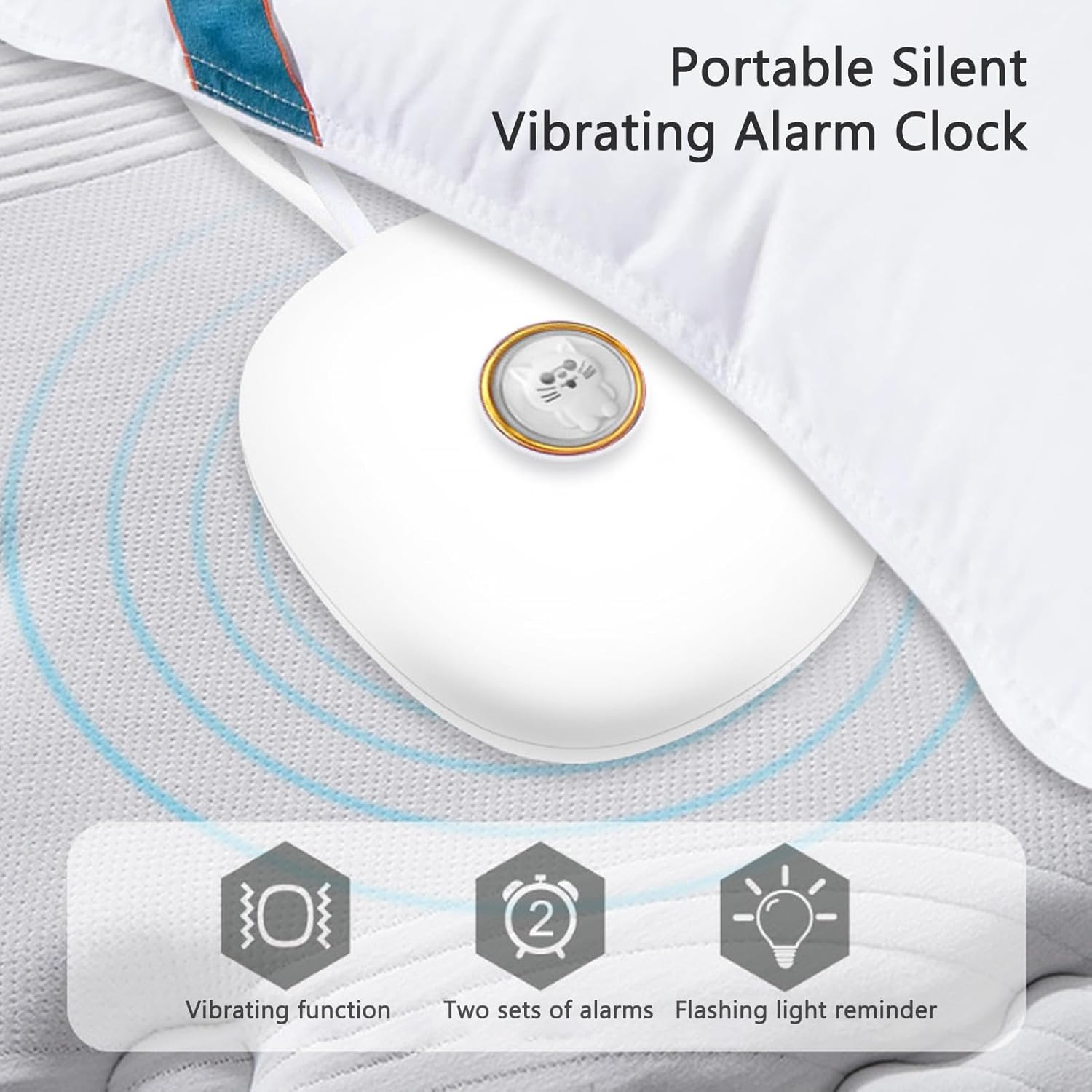 Diydeg Cat Vibrating Alarm Clock Under Pillow with LED Display and 3 Level Vibration for Teens Seniors and Hearing Impaired - View 2 of 9