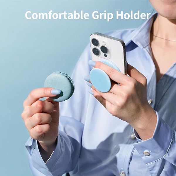 Sinjimoru Sinjimoru MagSafe Phone Grip: Soft Silicone Finger Holder for iPhone 16/15/14/13/12 - Comfortable One-Touch M-Tap Tok Lavender - View 4 of 9
