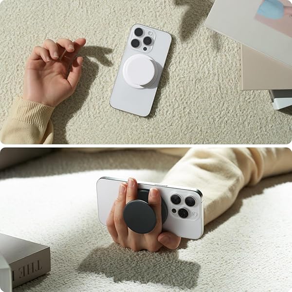 Sinjimoru Sinjimoru MagSafe Phone Grip: Soft Silicone Finger Holder for iPhone 16/15/14/13/12 - Comfortable One-Touch M-Tap Tok Lavender - View 6 of 9