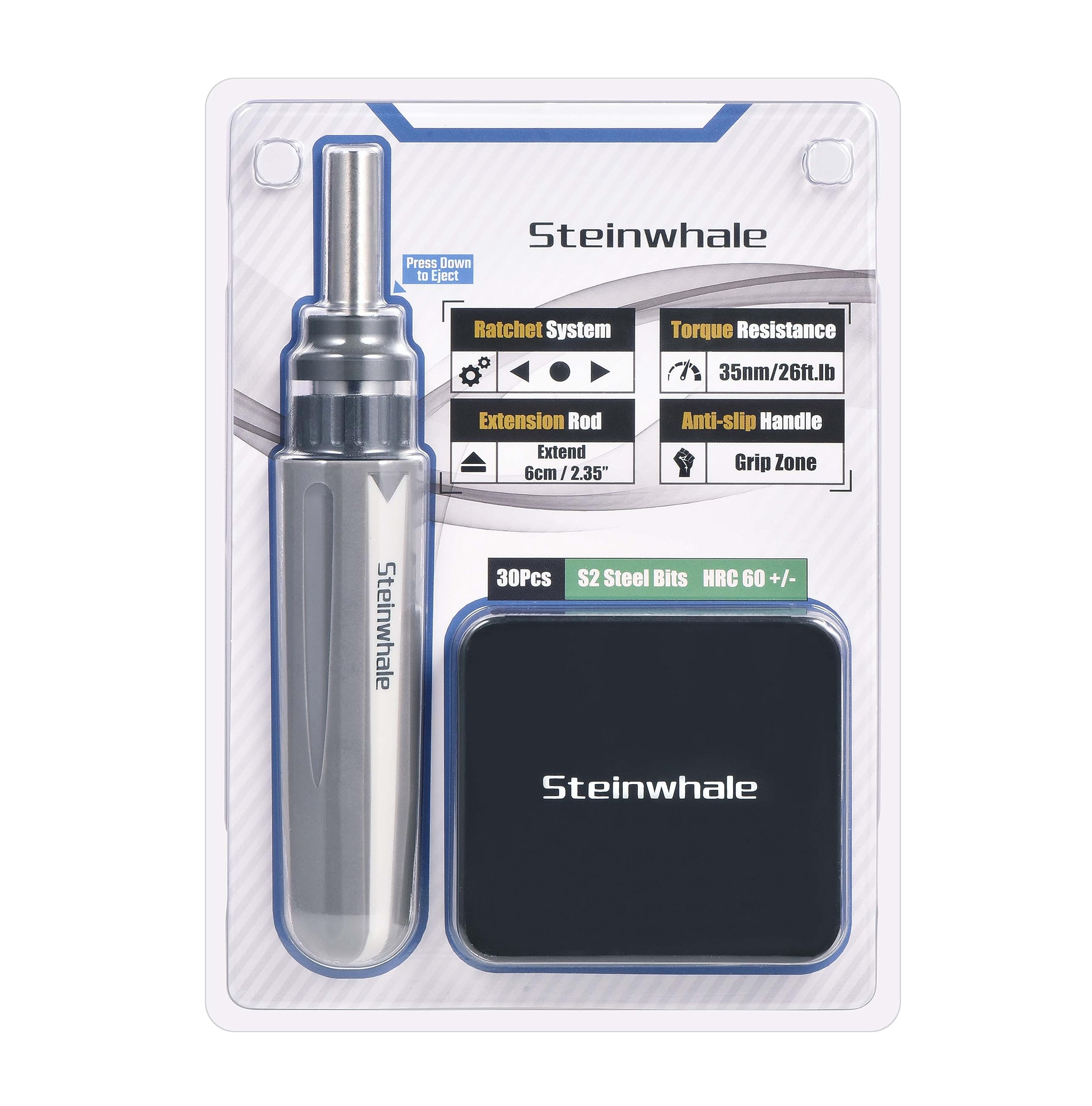 Steinwhale Steinwhale 32 in 1 Ratchet Screwdriver Set with Magnetic Bit Holder and Antislip Handle for Versatile Use and Excellent Handling - View 8 of 8