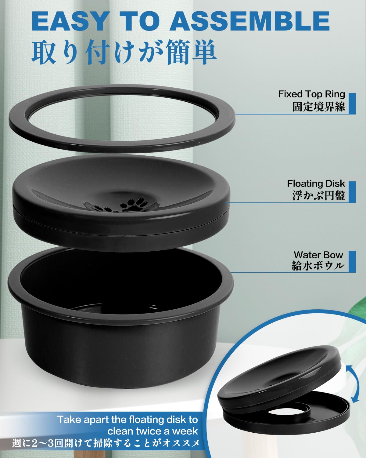 SCHITEC No Spill Water Bowl for Dogs Slow Drinking Dog Water Dish Fits Elevated Pet Feeder 30oz Slobber Stopper Water Dispenser - View 4 of 6