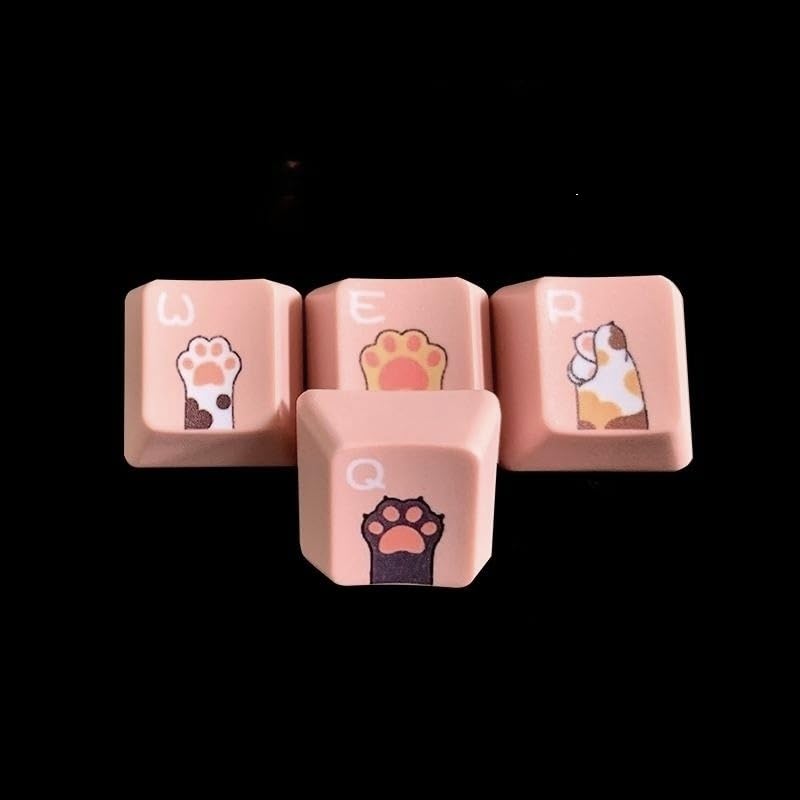 Benemate Cats Paws Keycaps 4pcs QWER Set PBT OEM Keycaps for Mechanical Gaming Keyboard USB Connectivity - View 2 of 4
