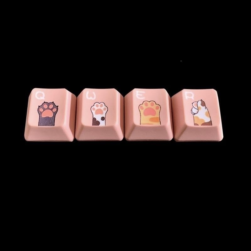 Benemate Cats Paws Keycaps 4pcs QWER Set PBT OEM Keycaps for Mechanical Gaming Keyboard USB Connectivity - View 3 of 4