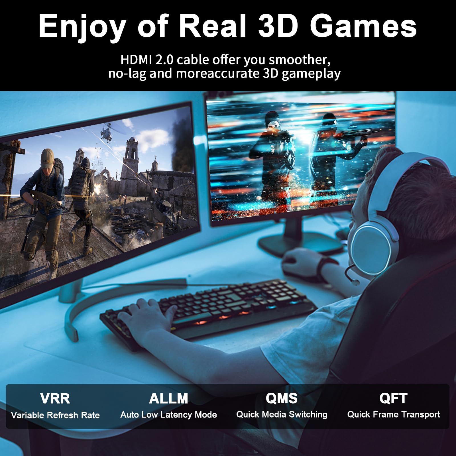 jojobnj Jojobnj 25ft HDMI Cable 4K 60Hz High Speed HDMI 2.0 Cord Compatible with Xbox PS5 PS4 HDTV Laptop and More Black - View 4 of 7