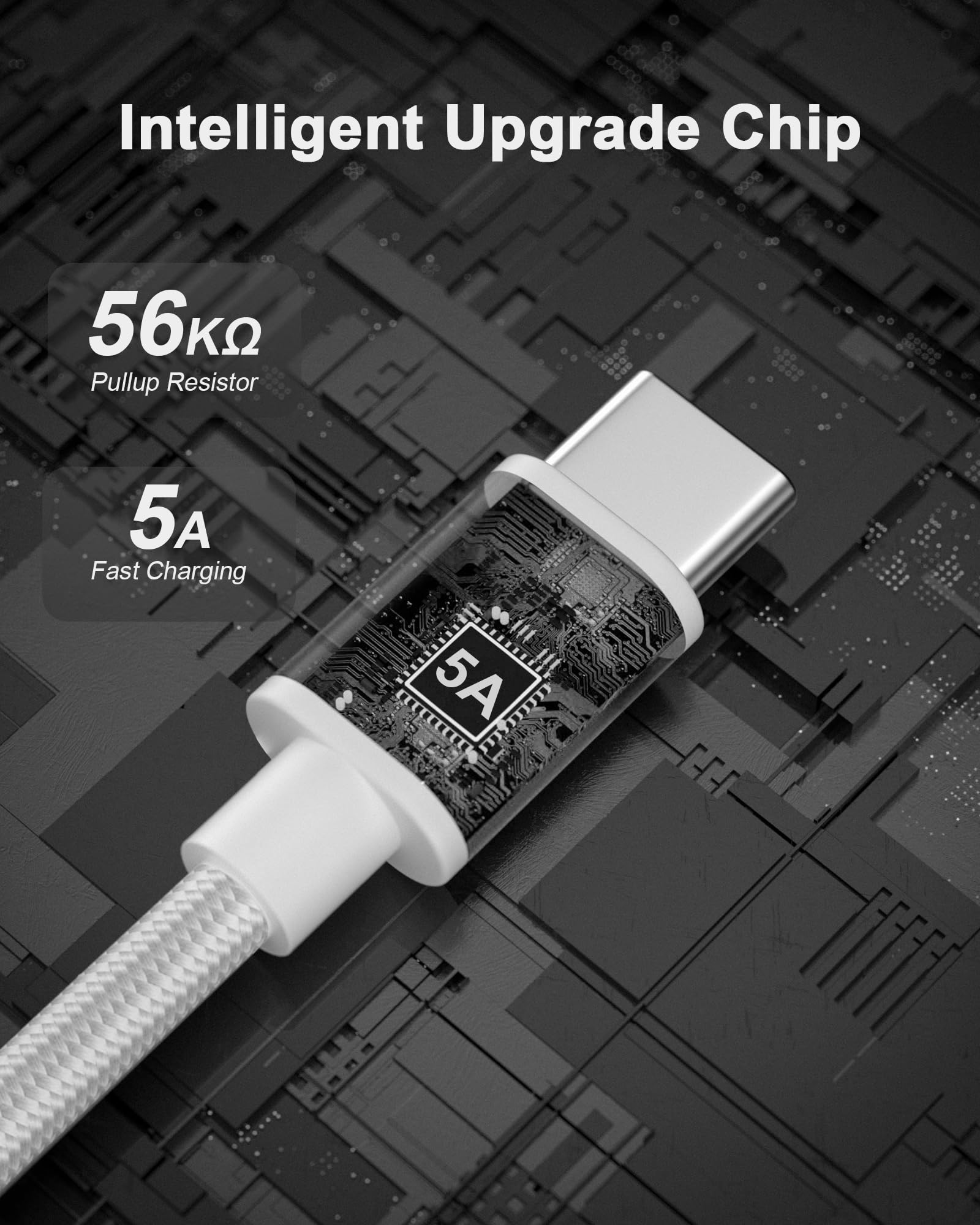 TSKYBEAR USB C to USB C Cable 100W Fast Charging for iPhone 15 Pro Max Samsung S23 iPad Pro MacBook Pixel 6.6Ft Nylon Gray - View 4 of 8