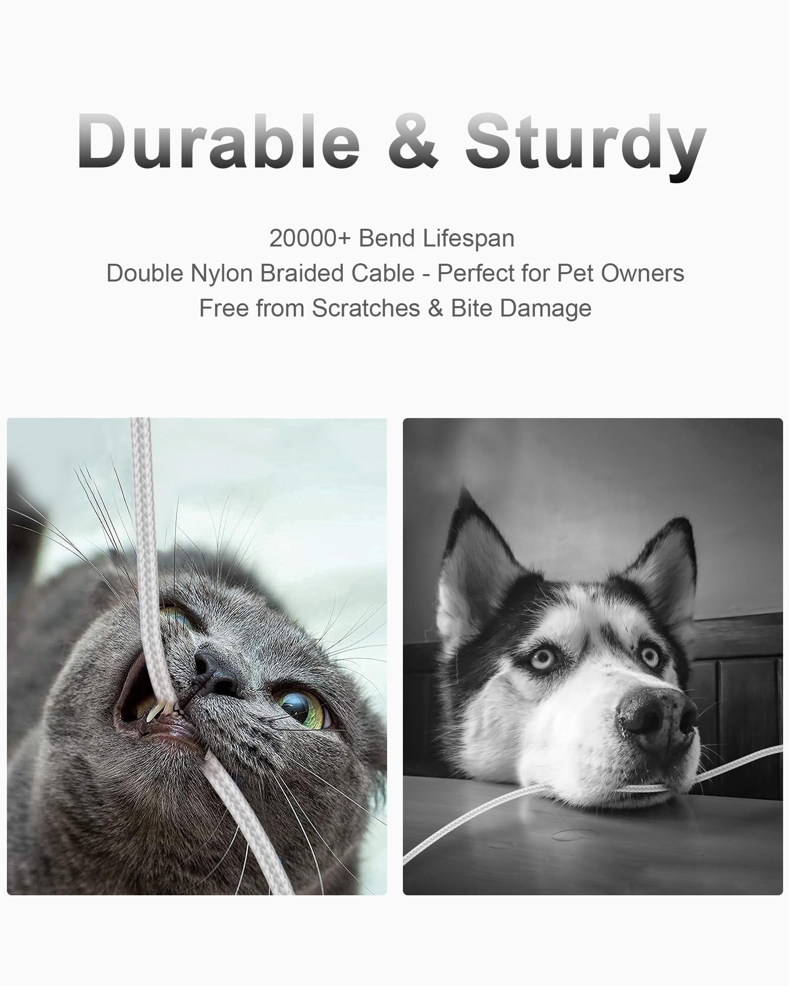 TSKYBEAR USB C to USB C Cable 100W Fast Charging for iPhone 15 Pro Max Samsung S23 iPad Pro MacBook Pixel 6.6Ft Nylon Gray - View 6 of 8