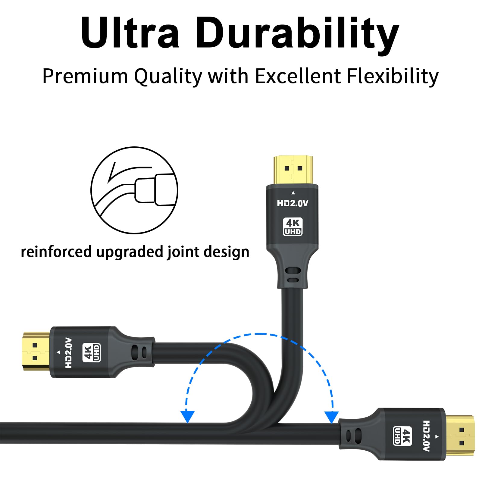 jojobnj Jojobnj 50ft HDMI Cable 4K 60Hz High Speed HDMI 2.0 Cord Ultra HD Compatible with Xbox PS5 PS4 HDTV Laptop and More Black - View 5 of 7