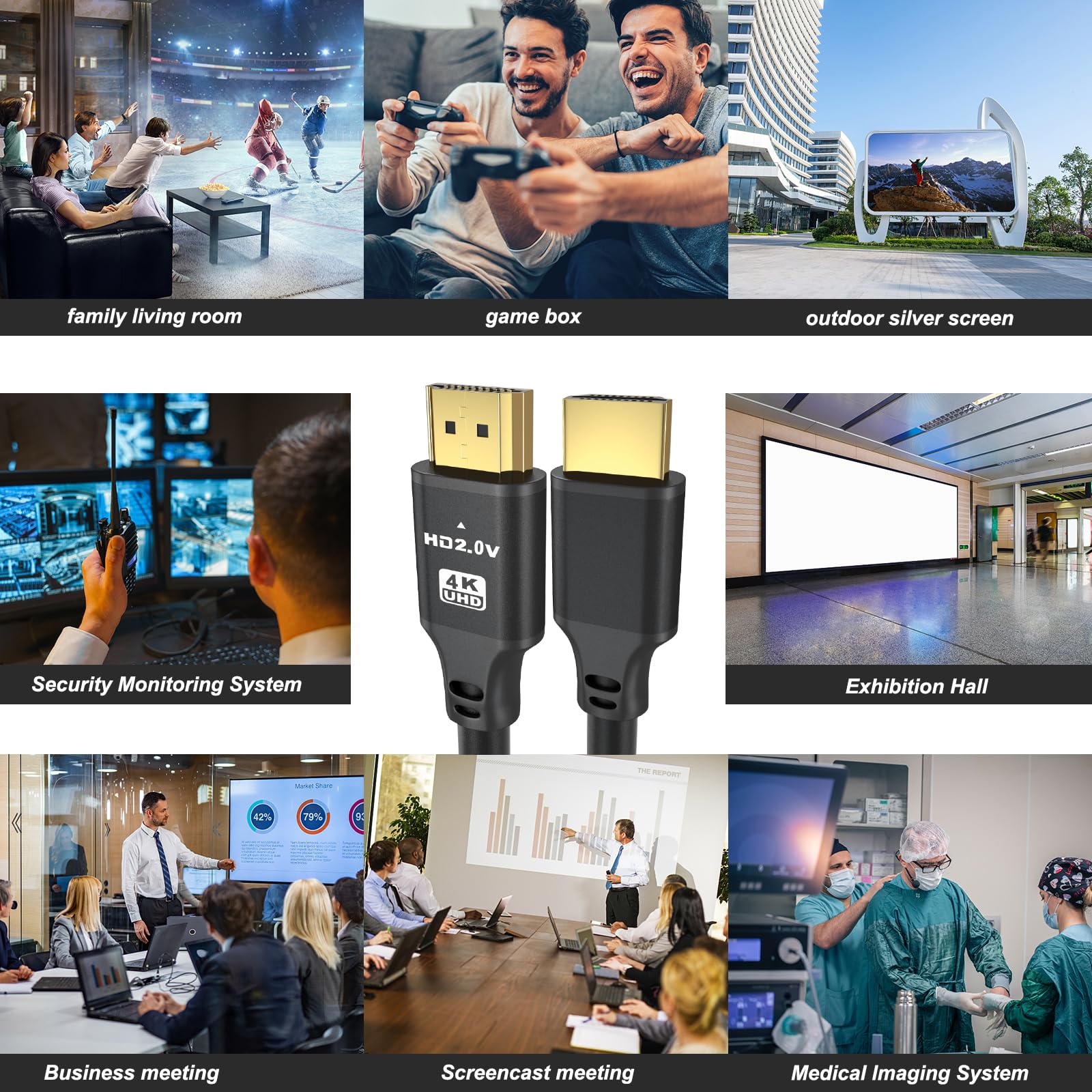 jojobnj Jojobnj 50ft HDMI Cable 4K 60Hz High Speed HDMI 2.0 Cord Ultra HD Compatible with Xbox PS5 PS4 HDTV Laptop and More Black - View 7 of 7