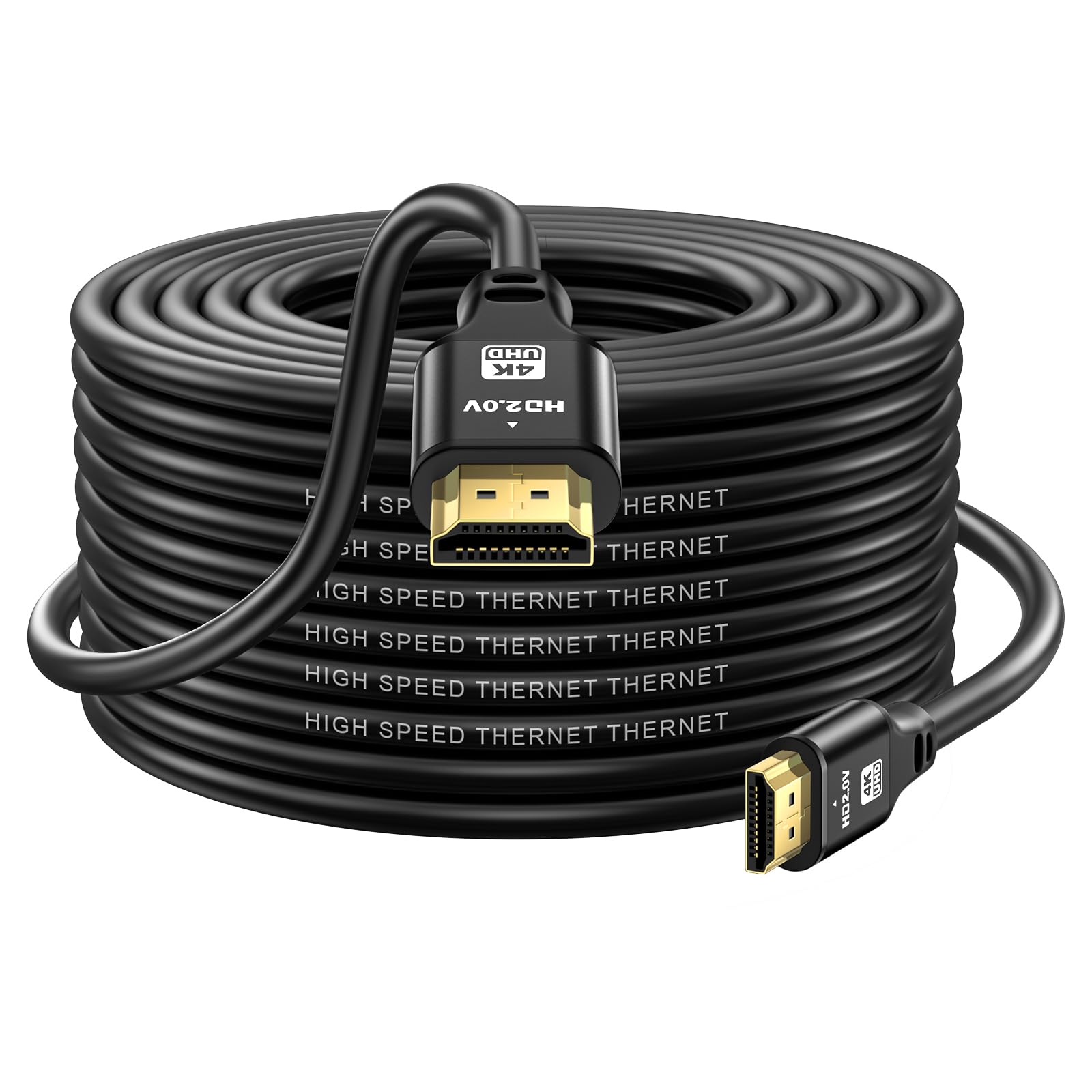 jojobnj Jojobnj 50ft HDMI Cable 4K 60Hz High Speed HDMI 2.0 Cord Ultra HD Compatible with Xbox PS5 PS4 HDTV Laptop and More Black