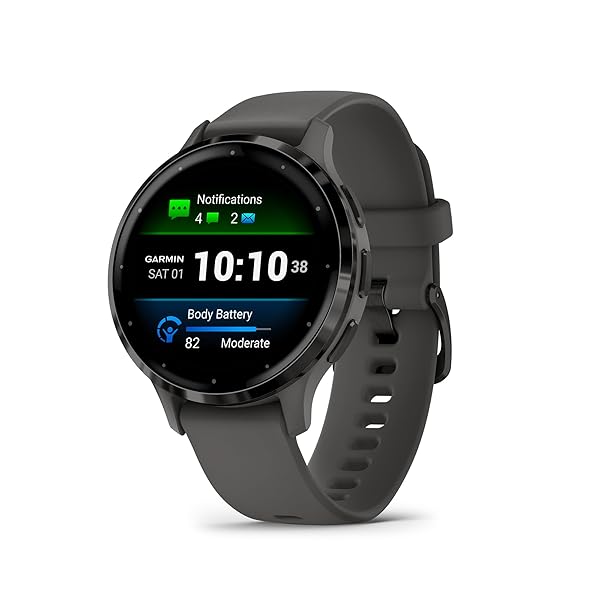 Garmin Garmin Venu 3S Slate Smart Watch 1.2 Inch AMOLED Display 41mm Pebble Gray Case Silicone Band