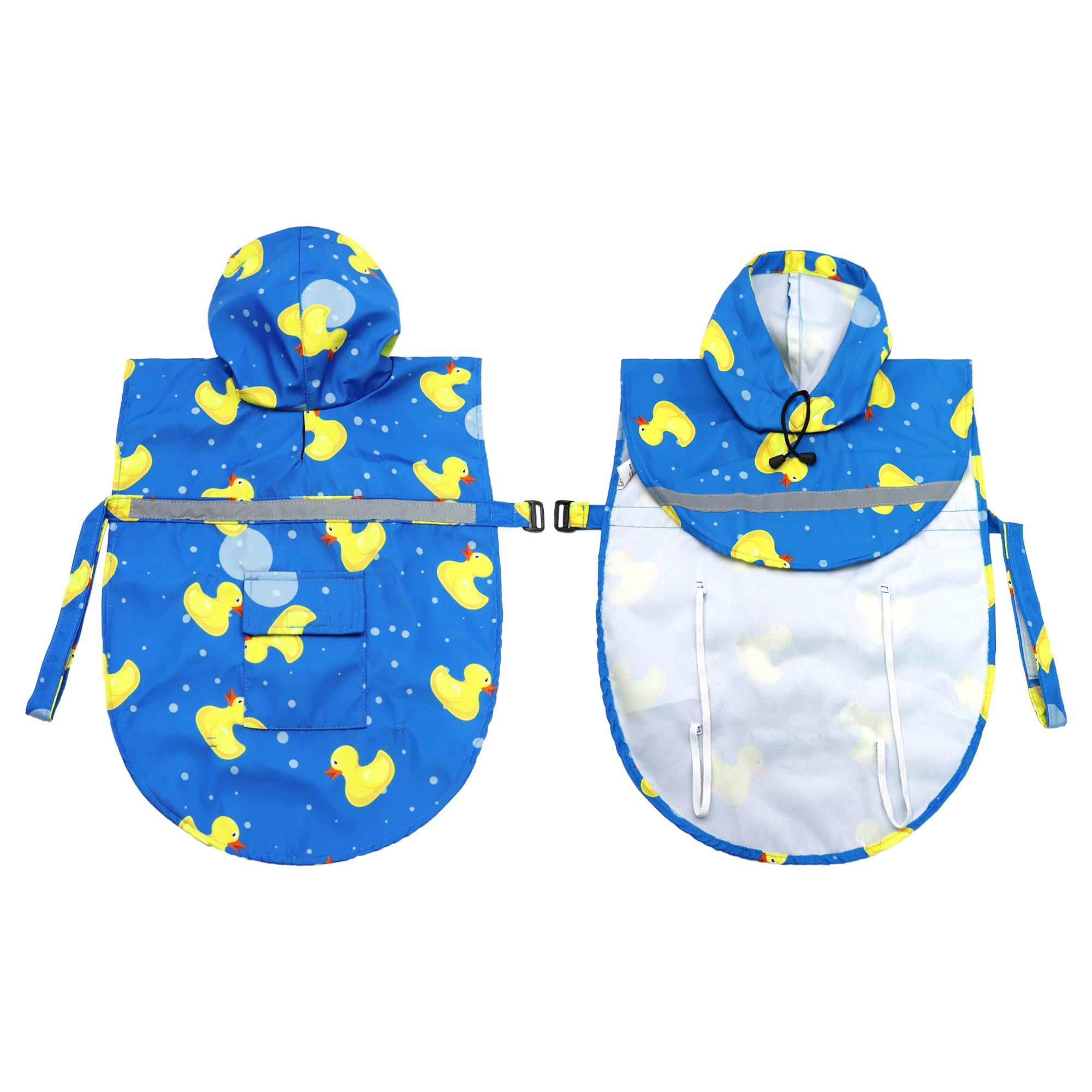 NACOCO NACOCO Large Dog Raincoat Adjustable Waterproof Lightweight Poncho with Reflective Strips for XL Dogs in Blue and Yellow Duck Design - View 2 of 5