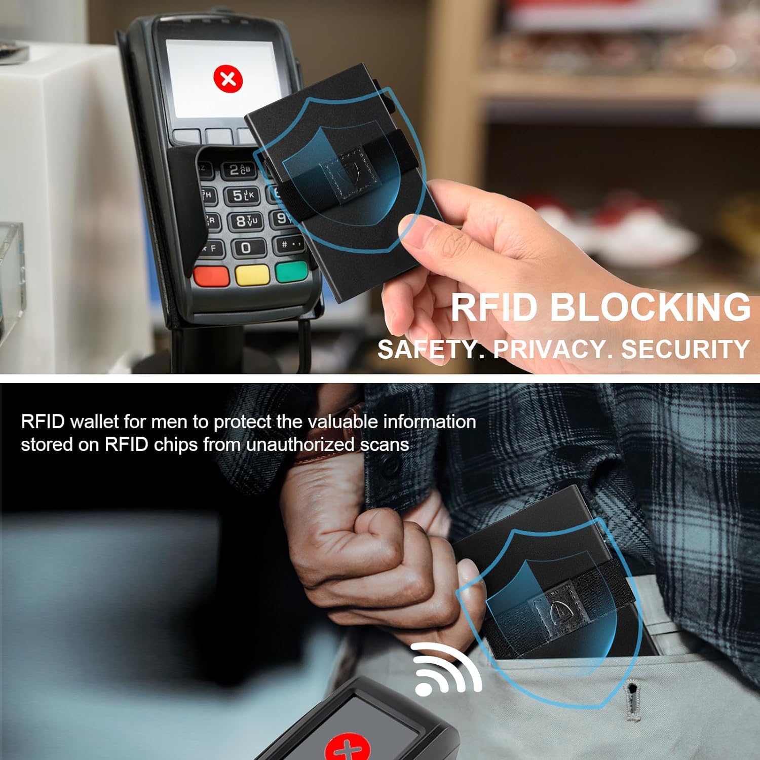 TOYFID Slim Wallet for Men Minimalist RFID Blocking Card Holder Pop Up Design Holds 12 Cards Plus Cash Black - View 4 of 7