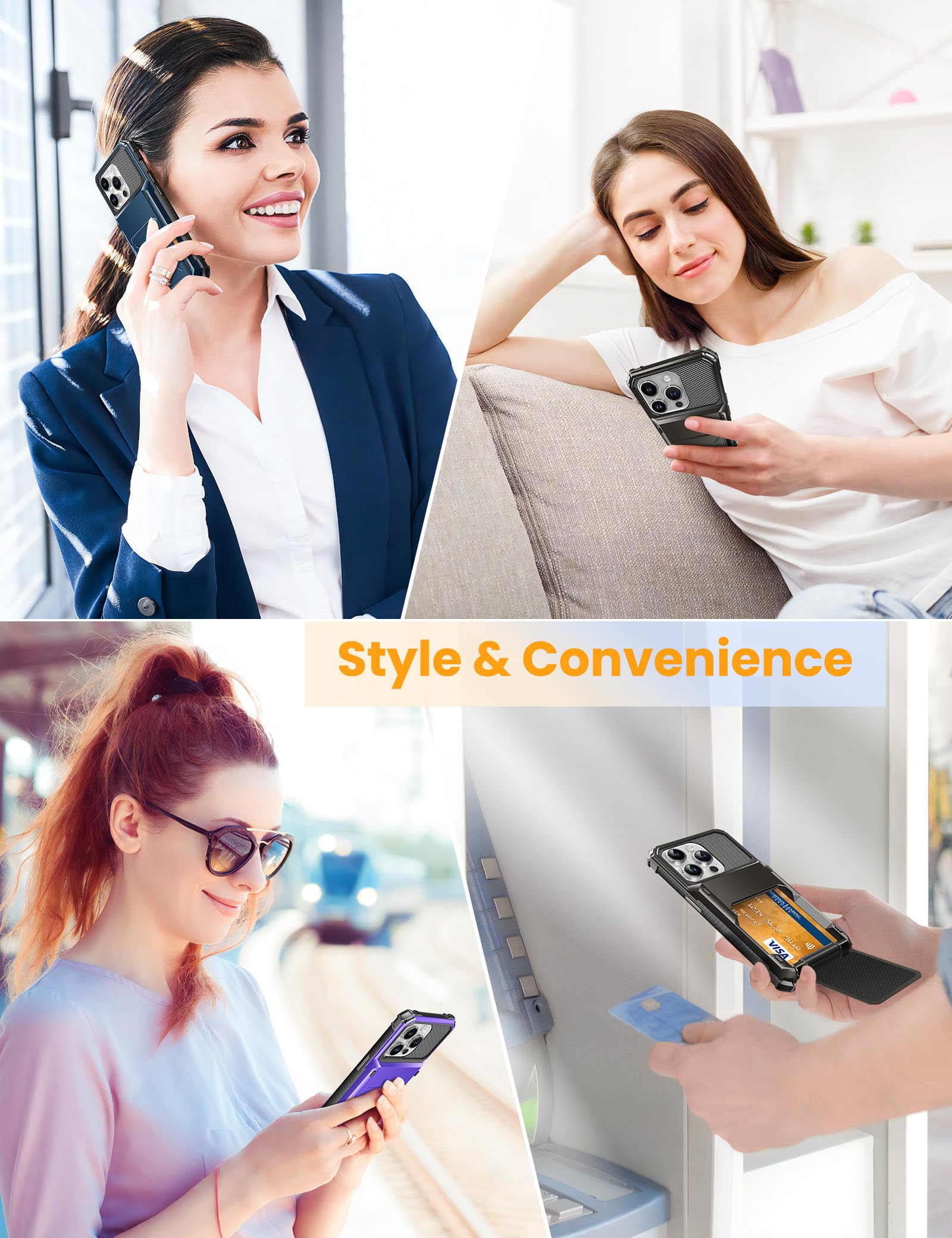 TITACUTE TITACUTE iPhone 15 Pro Max Case Wallet with 5 Card Slots Scratch Resistant Hard Shell Hybrid Bumper Armor Purple - View 7 of 7