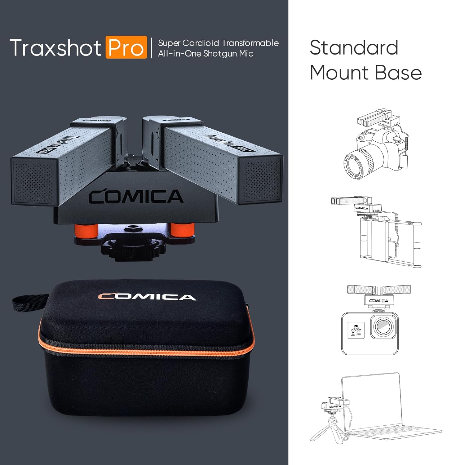 COMICA COMICA Traxshot Pro Shotgun Microphone with 3 Pickup Modes USB C Output for DSLR iPhone Android PC Ideal for YouTube Vlogs and Interviews - View 2 of 9