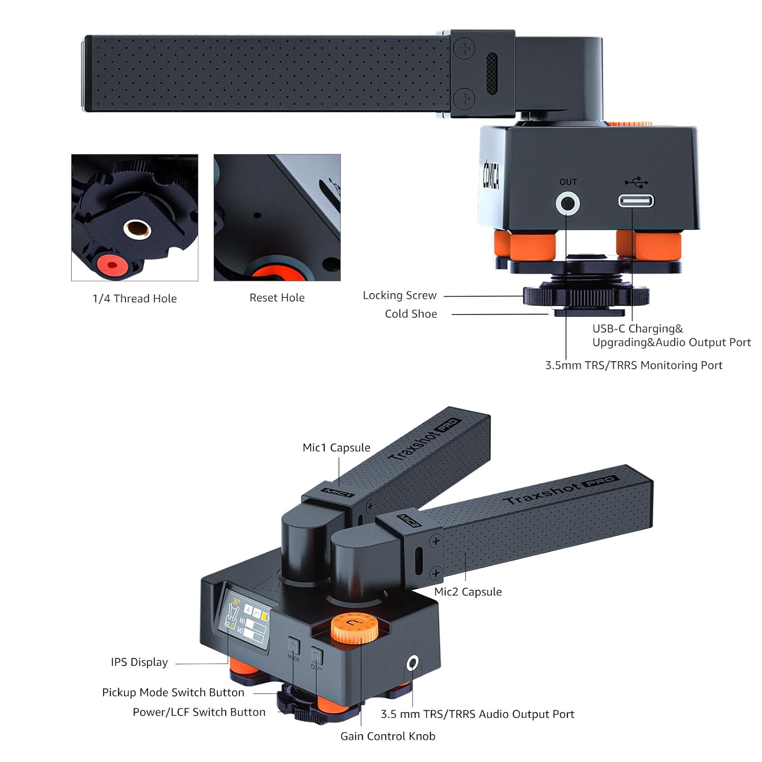 COMICA COMICA Traxshot Pro Shotgun Microphone with 3 Pickup Modes USB C Output for DSLR iPhone Android PC Ideal for YouTube Vlogs and Interviews - View 4 of 9