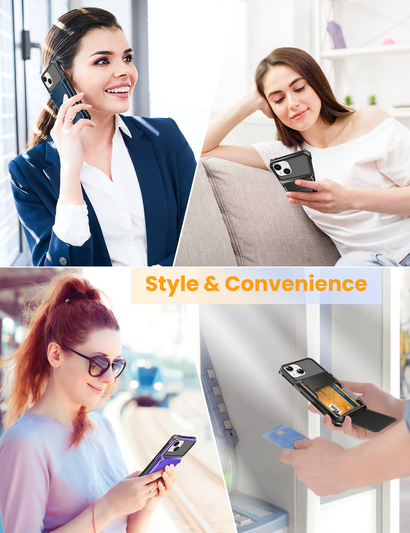 TITACUTE TITACUTE iPhone 15 Case Wallet with 5 Credit Card Holder Dual Layer Armor Scratch Resistant Hard Shell in Gunmetal Bronze - View 7 of 7