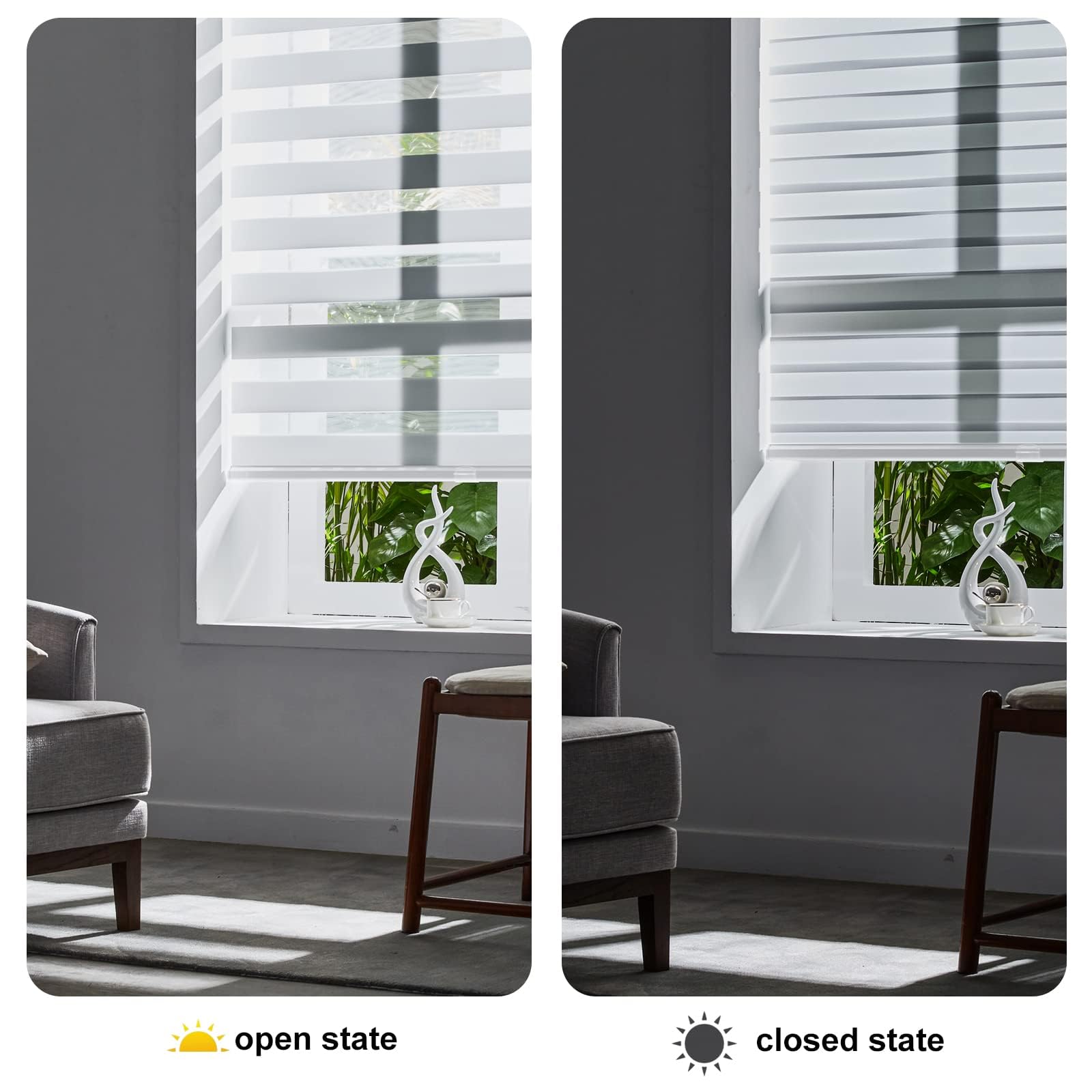 Persilux Persilux Zebra Blinds Cordless Roller Shades 69 W x 72 H White Light Filtering Dual Layer Window Treatments for Home and Office - View 5 of 8