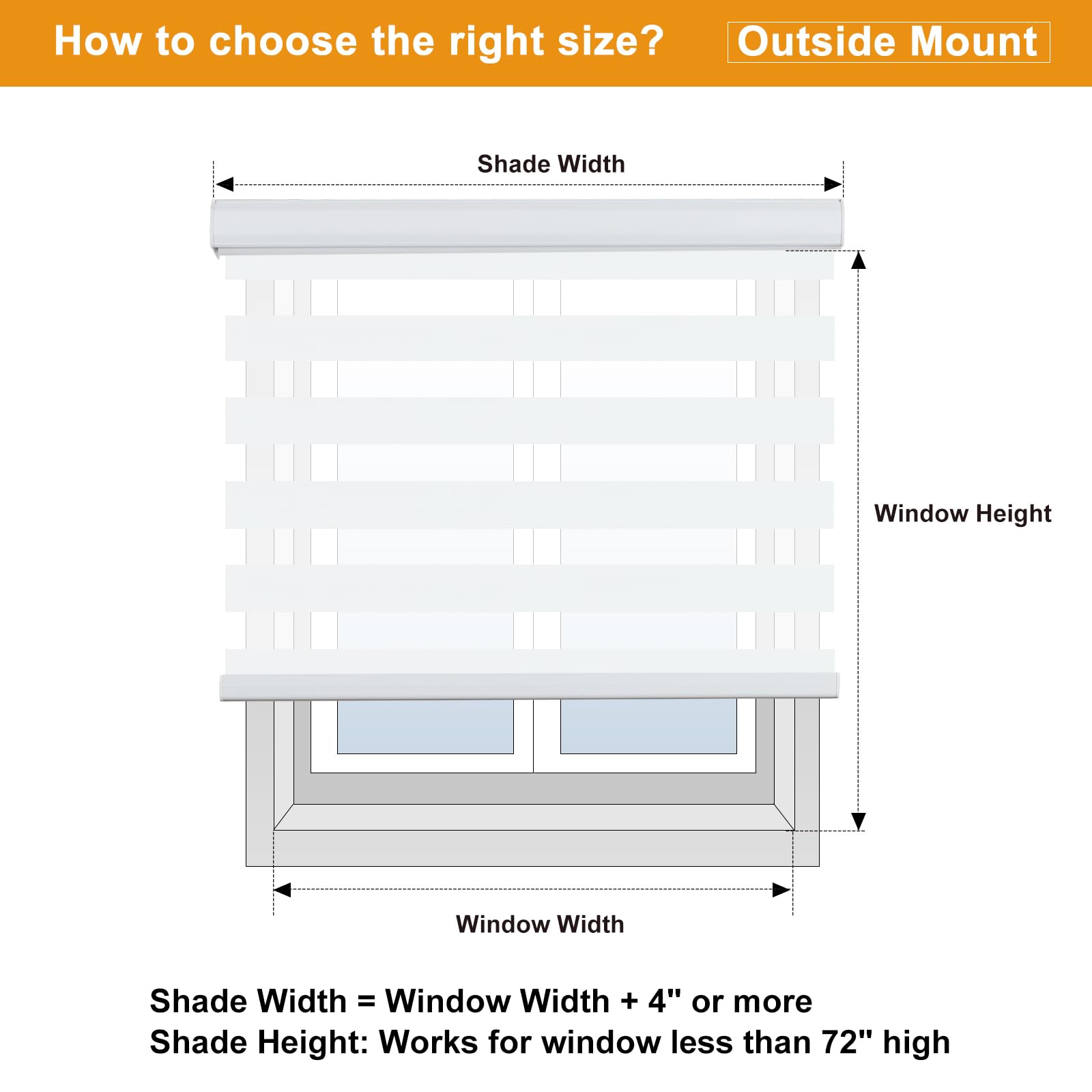 Persilux Persilux Zebra Blinds Cordless Roller Shades 69 W x 72 H White Light Filtering Dual Layer Window Treatments for Home and Office - View 8 of 8