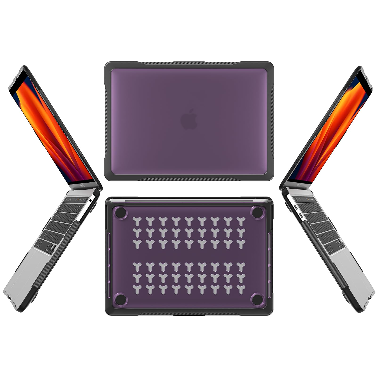 Batianda Ultimate Protection Case for MacBook Pro 13 inch A2338 M2 M1 Shockproof with Keyboard Cover Screen Protector Purple - View 2 of 7