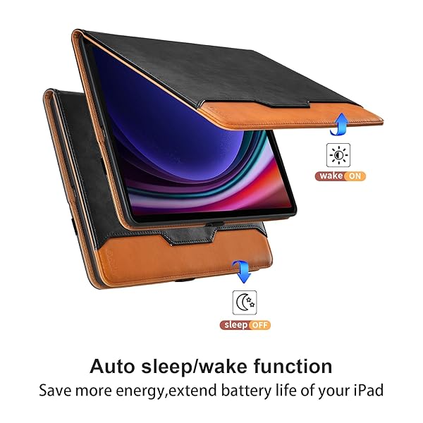 Oduio Samsung Galaxy Tab S9 FE 10.9 Inch S9 11 Inch 2023 PU Leather Folio Case with S Pen Holder Auto Wake Sleep Smart Cover Black - View 4 of 9