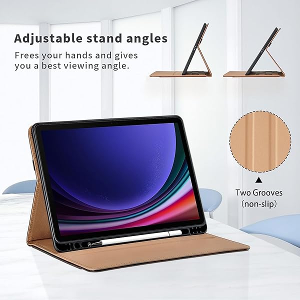 Oduio Samsung Galaxy Tab S9 FE 10.9 Inch S9 11 Inch 2023 PU Leather Folio Case with S Pen Holder Auto Wake Sleep Smart Cover Black - View 5 of 9
