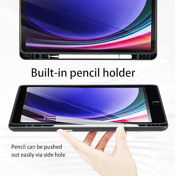 Oduio Samsung Galaxy Tab S9 FE 10.9 Inch S9 11 Inch 2023 PU Leather Folio Case with S Pen Holder Auto Wake Sleep Smart Cover Black - View 7 of 9