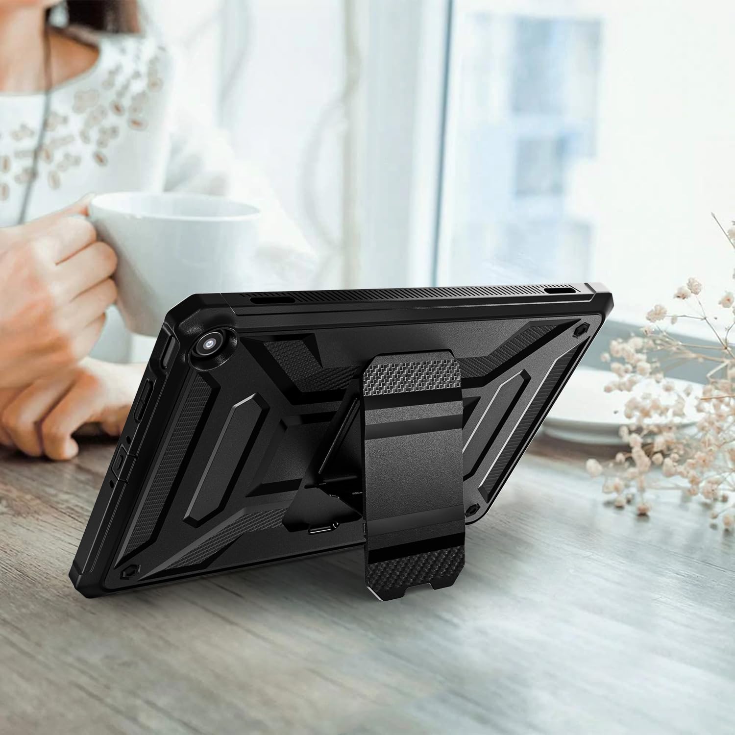 DJ&RPPQ All New Amazon Fire Max 11 Tablet Case 13th Generation 2023 Rugged Hands Free Viewing Stand Back Cover with Screen Protector Black - View 9 of 9