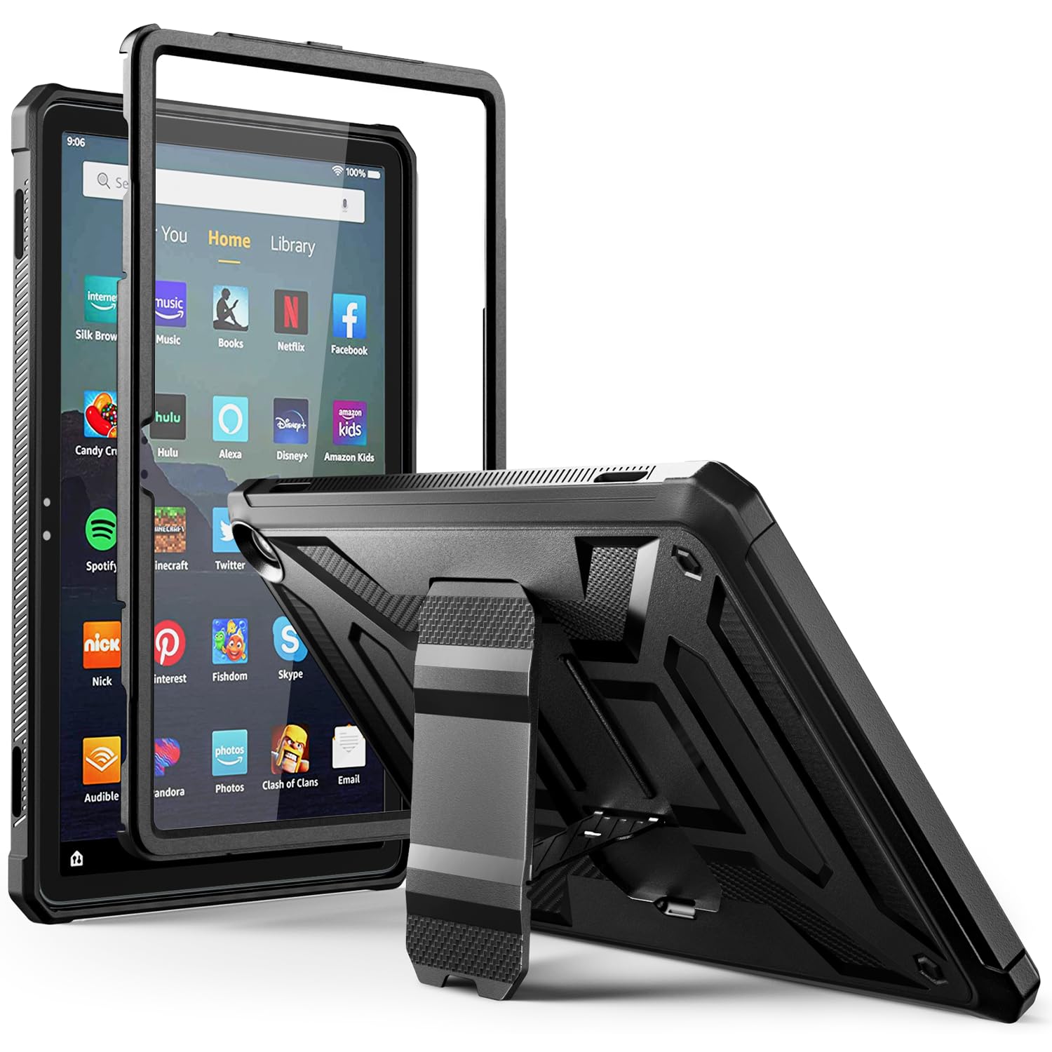 DJ&RPPQ All New Amazon Fire Max 11 Tablet Case 13th Generation 2023 Rugged Hands Free Viewing Stand Back Cover with Screen Protector Black