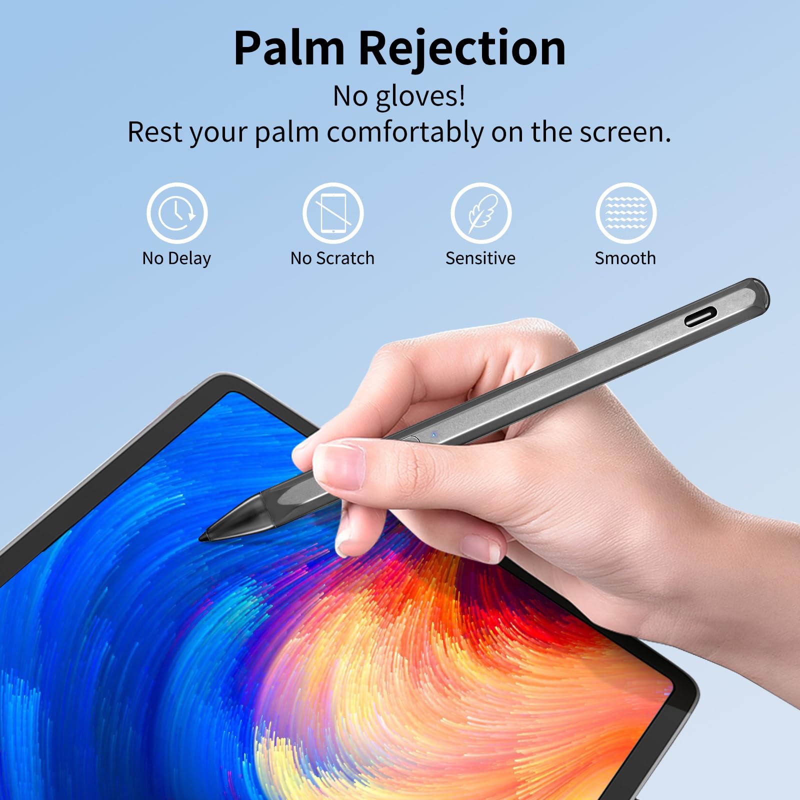 SSS·GRGB Stylus Pen for Microsoft Surface Pro and Laptop with 4096 Pressure Sensitivity Magnetic Attachment and Fast Charging Black - View 5 of 7