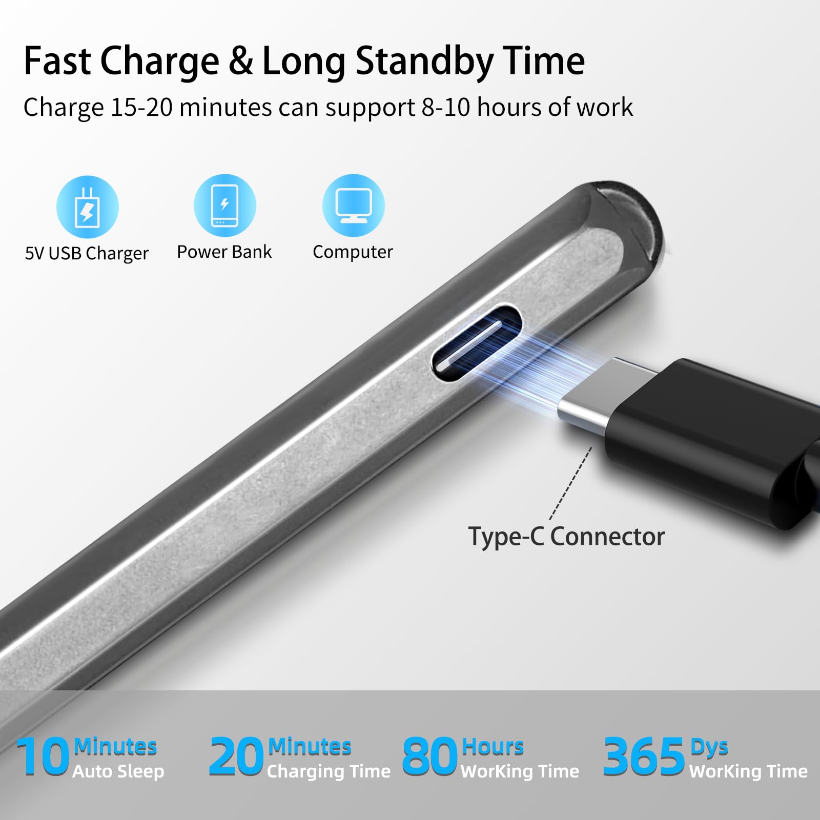 SSS·GRGB Stylus Pen for Microsoft Surface Pro and Laptop with 4096 Pressure Sensitivity Magnetic Attachment and Fast Charging Black - View 6 of 7