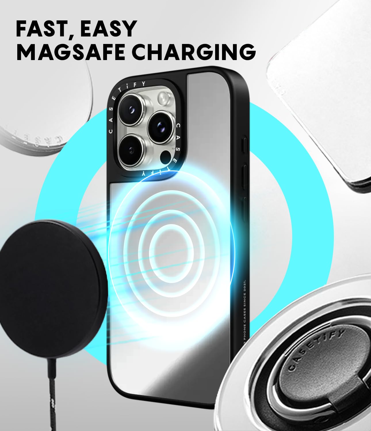 CASETiFY CASETiFY Mirror Case for iPhone 15 Pro Max Reflective 4.9ft Drop Protection Compatible with Magsafe Wine Not Silver On Silver - View 5 of 6