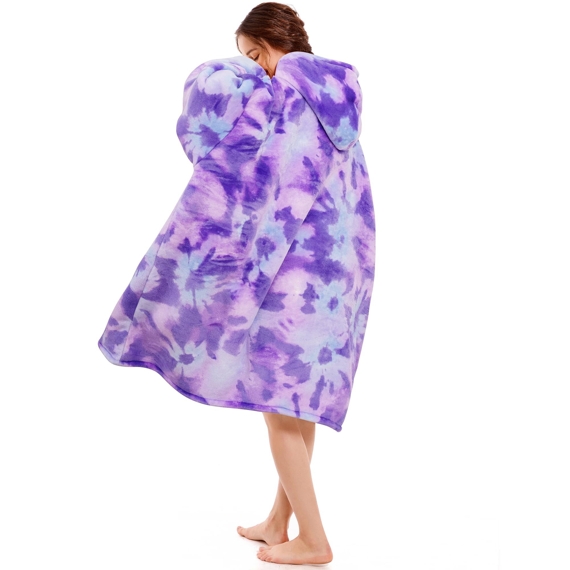 Narecte Narecte Oversized Blanket Hoodie for Women Cozy Tie Dye Purple Wearable Sweatshirt Birthday Gifts for Sister and Teen Girls - View 2 of 6