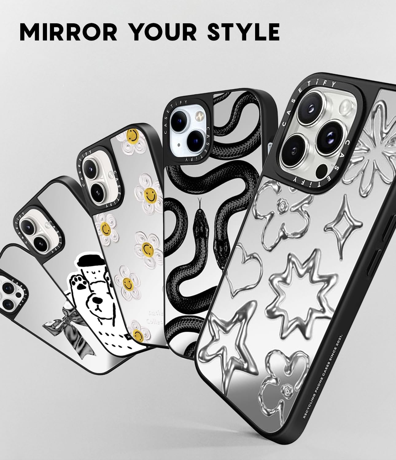 CASETiFY CASETiFY Mirror Case for iPhone 15 Pro Max Reflective Drop Protection Compatible with Magsafe Silver On Black - View 2 of 6