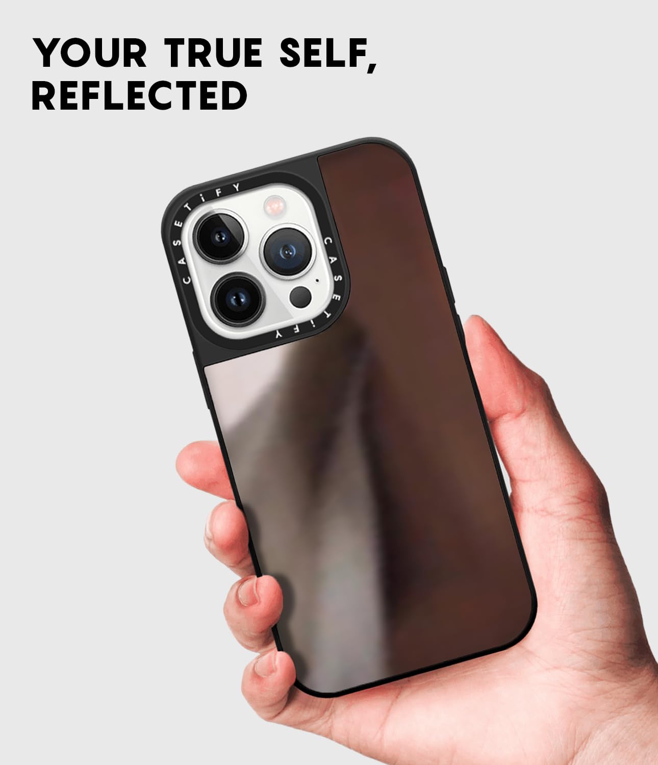 CASETiFY CASETiFY Mirror Case for iPhone 15 Pro Max Reflective Drop Protection Compatible with Magsafe Silver On Black - View 3 of 6