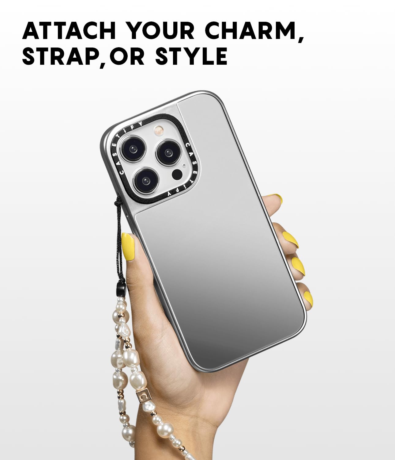 CASETiFY CASETiFY Mirror Case for iPhone 15 Pro Max Reflective Drop Protection Compatible with Magsafe Silver On Black - View 6 of 6