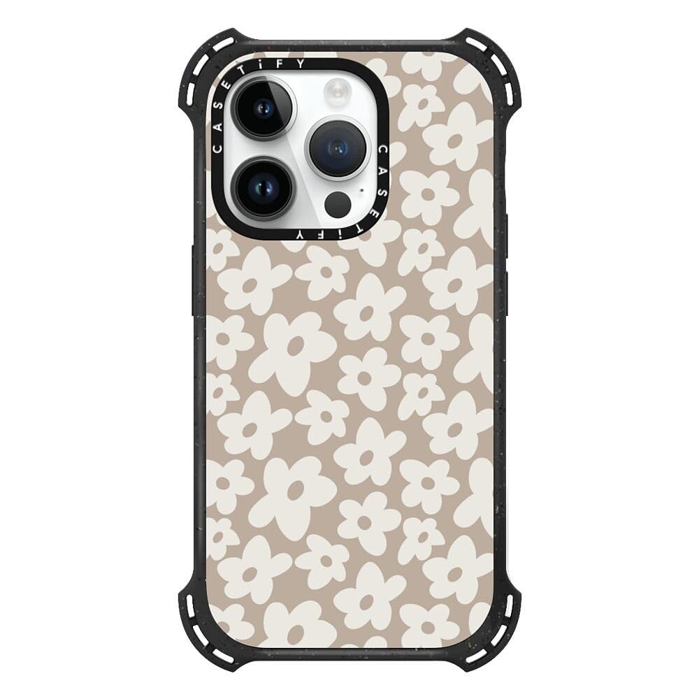 CASETiFY CASETiFY Bounce Case for iPhone 15 Pro Military Grade Drop Protection Natural Flower Triple Black Compatible with Magsafe