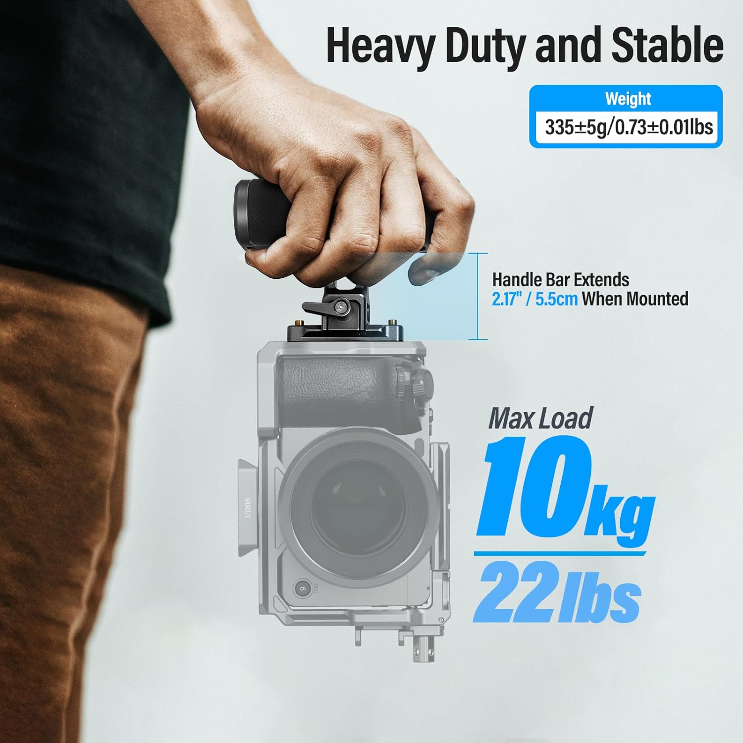 Sirui SIRUI Camera Cage Side Handle Adjustable Aluminum Handgrip with Cold Shoe and Mounts for ARRI Dark Grey and Black SC-SH - View 7 of 9