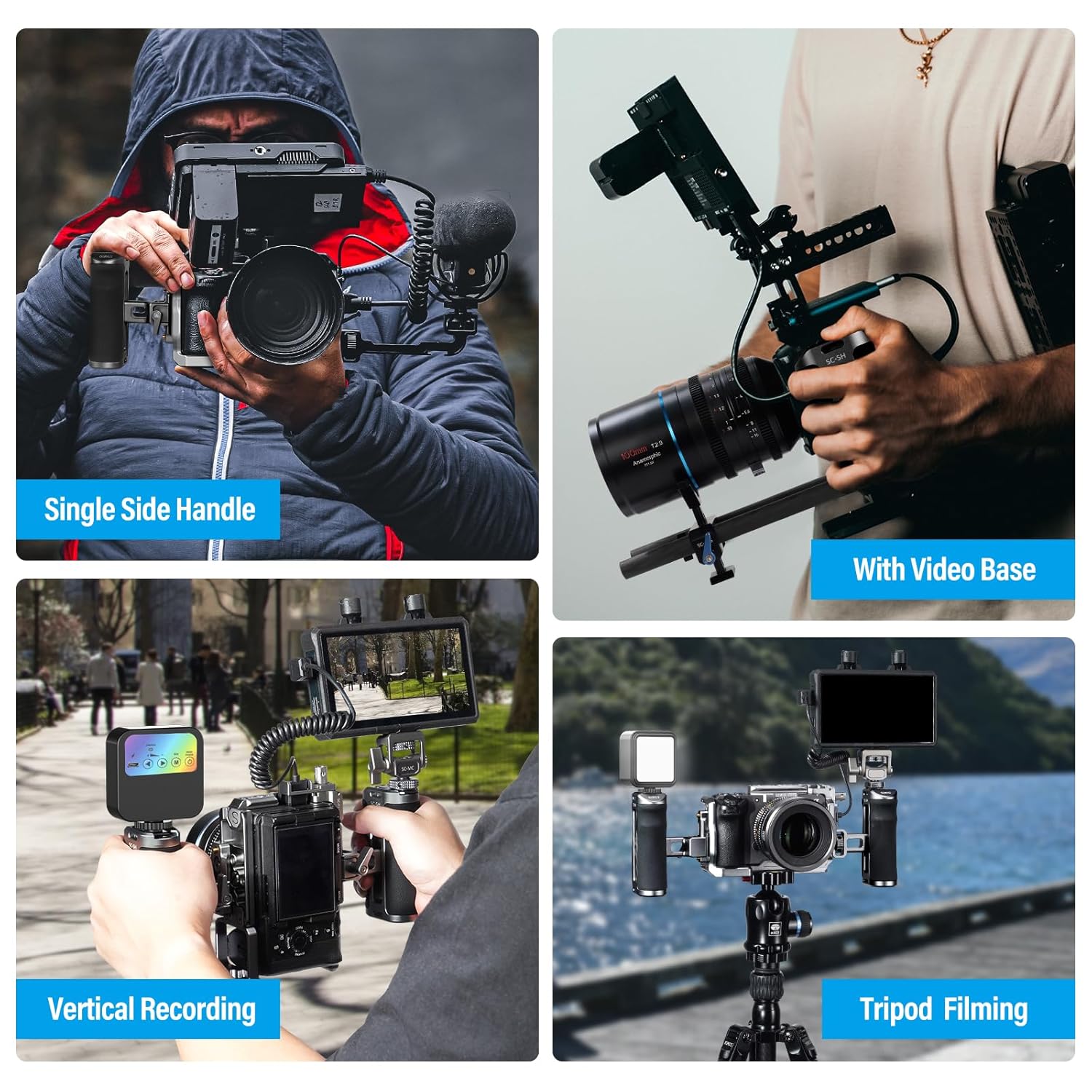 Sirui SIRUI Camera Cage Side Handle Adjustable Aluminum Handgrip with Cold Shoe and Mounts for ARRI Dark Grey and Black SC-SH - View 8 of 9