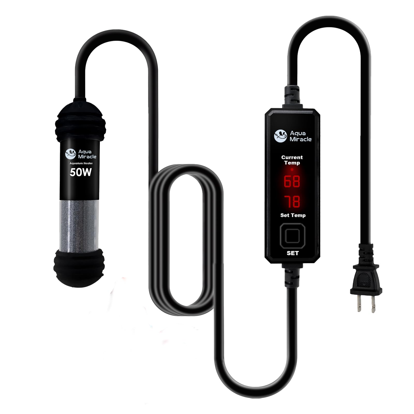 AquaMiracle AquaMiracle 50W Small Aquarium Heater with Dry-Run Protection and Dual LED Display for 5-10 Gallon Fish and Turtle Tanks - View 9 of 9